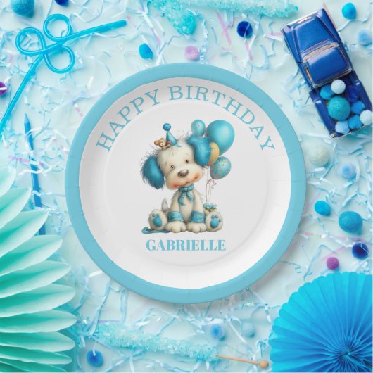 Whimsical Fun Teal Birthday  Papieren Bordje (Feest)