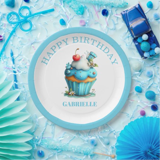 Whimsical Fun Teal Birthday  Papieren Bordje (Feest)