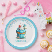 Whimsical Fun Teal Birthday  Papieren Bordje (Feest)