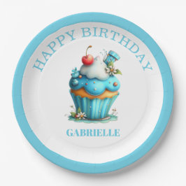 Whimsical Fun Teal Birthday  Papieren Bordje