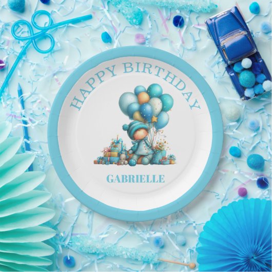 Whimsical Fun Teal Birthday  Papieren Bordje (Feest)