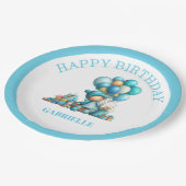 Whimsical Fun Teal Birthday  Papieren Bordje (Gekanteld)