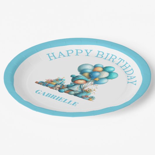 Whimsical Fun Teal Birthday  Papieren Bordje (Gekanteld)