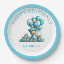 Whimsical Fun Teal Birthday  Papieren Bordje