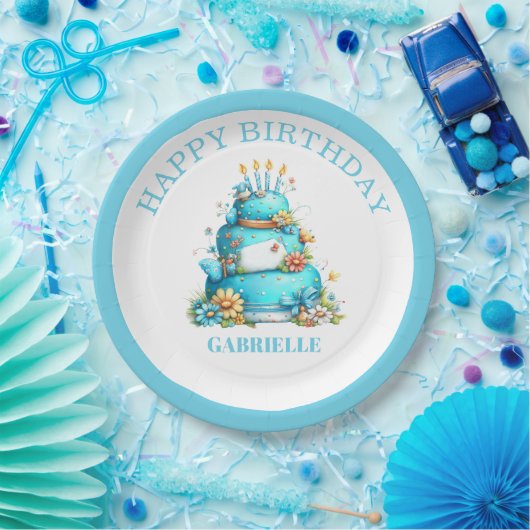 Whimsical Fun Teal Birthday  Papieren Bordje (Feest)