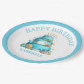 Whimsical Fun Teal Birthday  Papieren Bordje (Gekanteld)