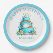 Whimsical Fun Teal Birthday  Papieren Bordje (Voorkant)