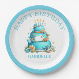 Whimsical Fun Teal Birthday  Papieren Bordje
