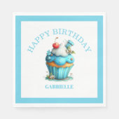 Whimsical Fun Teal Birthday  Servet (Voorkant)