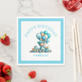 Whimsical Fun Teal Birthday  Servet (Insitu)