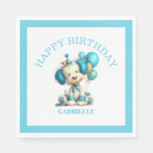 Whimsical Fun Teal Birthday  Servet (Voorkant)