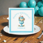 Whimsical Fun Teal Birthday  Servet