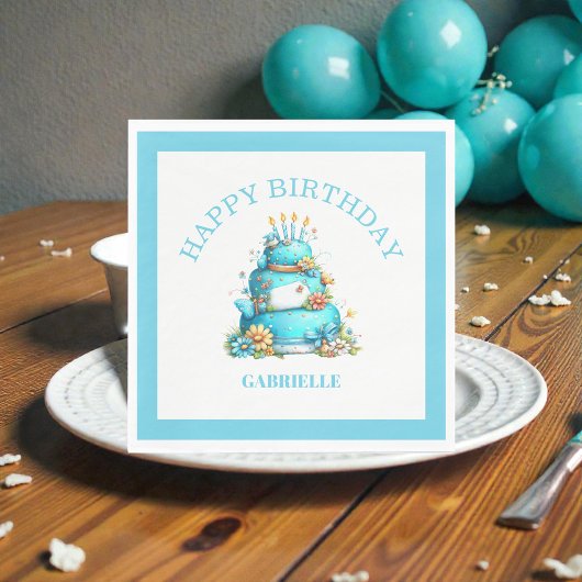 Whimsical Fun Teal Birthday  Servet