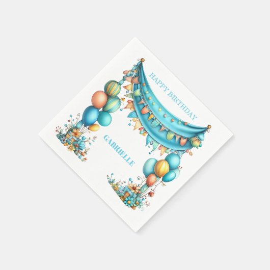 Whimsical Fun Teal Birthday  Servet (Hoek)