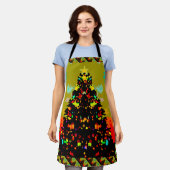 Whimsical Fun Trendy Christmas Tree Folk Art Schort (Gedragen)