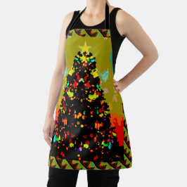 Whimsical Fun Trendy Christmas Tree Folk Art Schort