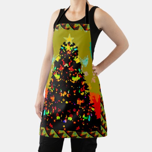 Whimsical Fun Trendy Christmas Tree Folk Art Schort (Insitu)