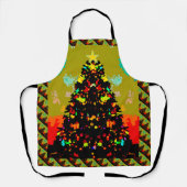 Whimsical Fun Trendy Christmas Tree Folk Art Schort (Voorkant)