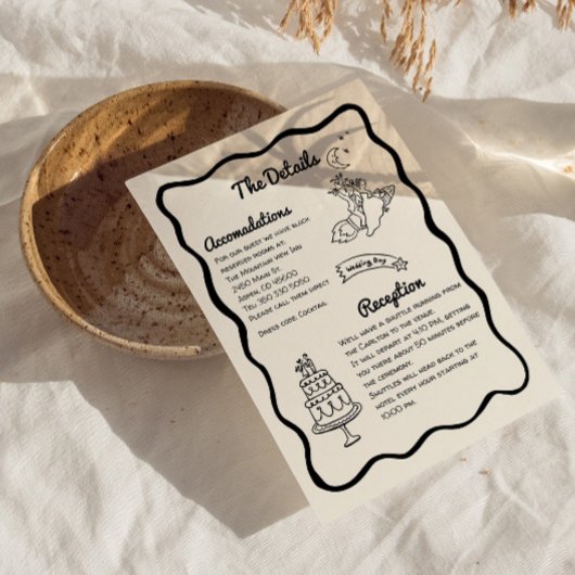 Whimsical fun Wedding Details Enclosure Card Bedankkaart