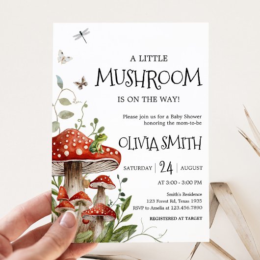 Whimsical Fungi Mushroom Herfst Baby shower Kaart