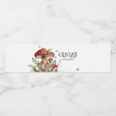 Whimsical Fungi Mushroom Herfst Baby shower Waterfles Etiket (Enkel label)