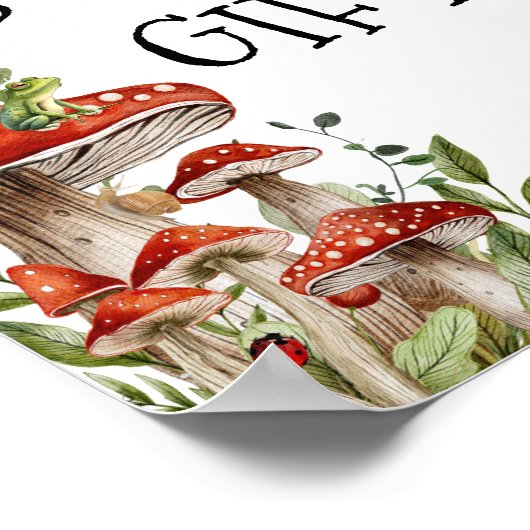 Whimsical Fungi Mushroom Herfst Boeken en geschenk Poster (Hoek)