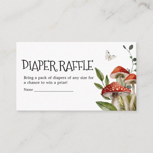 Whimsical Fungi Mushroom Herfst Luier Raffle Informatiekaartje (Voorkant)