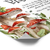 Whimsical Fungi Mushroom Herfst zeg niet Baby Poster (Hoek)