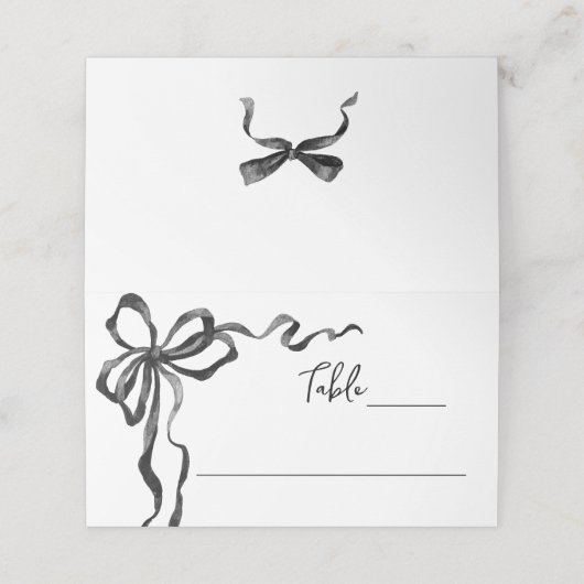 Whimsical Funky Black Bow Christmas Dinner Party Plaatskaartje (Buitenkant ongevouwen)