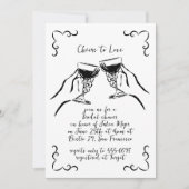 Whimsical Funky Cheers to Love Wine Vrijgezellenfe Kaart (Voorkant)