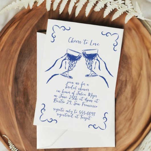 Whimsical Funky Cheers to Love Wine Vrijgezellenfe Kaart