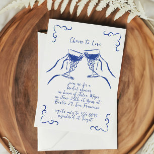 Whimsical Funky Cheers to Love Wine Vrijgezellenfe Kaart