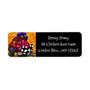 Whimsical Funky Chunky Chicken Retouradres Etiket