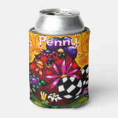 Whimsical Funky Chunky Floral Chicken Gepersonalis Blikjeskoeler (Blikje Voorkant)