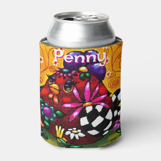 Whimsical Funky Chunky Floral Chicken Gepersonalis Blikjeskoeler (Blikje Voorkant)