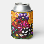 Whimsical Funky Chunky Floral Chicken Gepersonalis Blikjeskoeler (Blikje Achterkant)