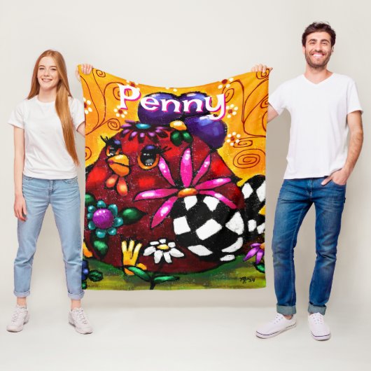 Whimsical Funky Chunky Floral Chicken Gepersonalis Fleece Deken (In situ)