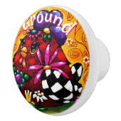 Whimsical Funky Chunky Floral Chicken Gepersonalis Keramische Knop (Rechts)