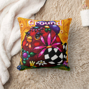 Whimsical Funky Chunky Floral Chicken Gepersonalis Kussen