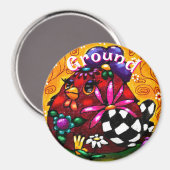 Whimsical Funky Chunky Floral Chicken Gepersonalis Magneet (Voorkant / Achterkant)