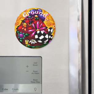 Whimsical Funky Chunky Floral Chicken Gepersonalis Magneet