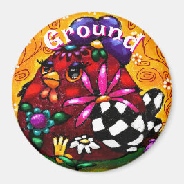Whimsical Funky Chunky Floral Chicken Gepersonalis Magneet