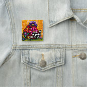 Whimsical Funky Chunky Floral Chicken Gepersonalis Naamplaatje (In situ)