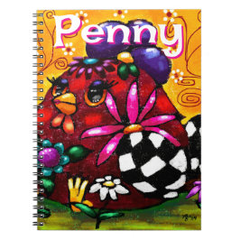 Whimsical Funky Chunky Floral Chicken Gepersonalis Notitieboek