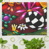 Whimsical Funky Chunky Floral Chicken Gepersonalis Theedoek (Gevouwen)