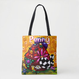 Whimsical Funky Chunky Floral Chicken Gepersonalis Tote Bag