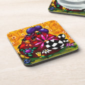 Whimsical Funky Chunky Floral Chicken Kleurrijk Bier Onderzetter (Linkerzijde)