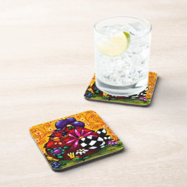 Whimsical Funky Chunky Floral Chicken Kleurrijk Bier Onderzetter