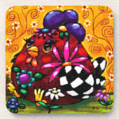 Whimsical Funky Chunky Floral Chicken Kleurrijk Bier Onderzetter (Voorkant)