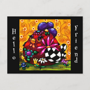 Whimsical Funky Chunky Floral Chicken Kleurrijk Briefkaart